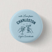 Benutzerdefiniert mit Liebe vom Zielort Bacheloret Button (Vorderseite)