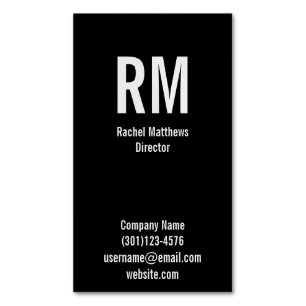 Benutzerdefiniert Mit Monogramm Grau und Schwarz Magnetische Visitenkarte