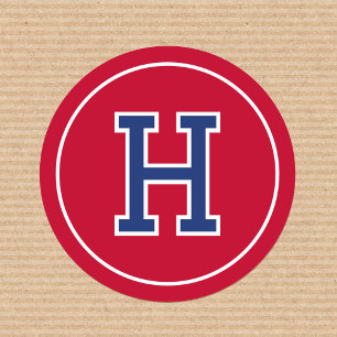 Benutzerdefiniert Mit Monogramm Retro Bold Navy Re Runder Aufkleber