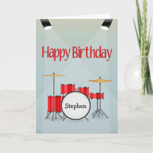 Benutzerdefiniert mit Name Drum Set mit Spotlights Karte