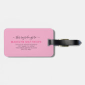 Benutzerdefiniert Modern rosa Anfangsname Monogram Gepäckanhänger (Rückseite horizontal)