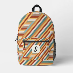 Benutzerdefiniert Monogram Modern Retro 70er Geome Bedruckter Rucksack