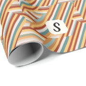 Benutzerdefiniert Monogram Modern Retro 70er Geome Geschenkpapier (Rolleneckpunkt)