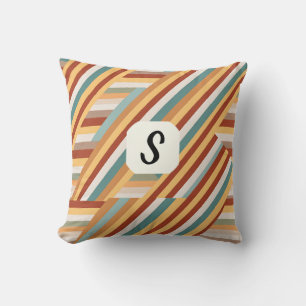 Benutzerdefiniert Monogram Modern Retro 70er Geome Kissen