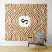 Benutzerdefiniert Monogram Modern Retro 70er Geome Wandteppich (Beispiel (Horizontal))