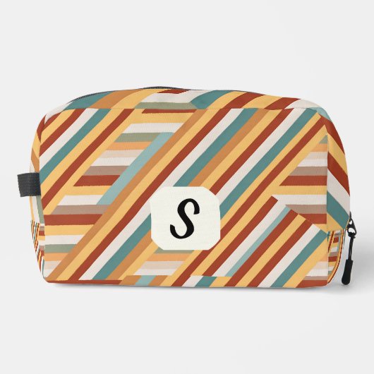 Benutzerdefiniert Monogram Modern Retro 70er Geome Waschbeutel (Vorderseite)