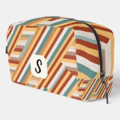 Benutzerdefiniert Monogram Modern Retro 70er Geome Waschbeutel (Rechte Ecke)
