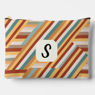 Benutzerdefiniert Monogram Modern Retro 70er Geome Zubehörtasche