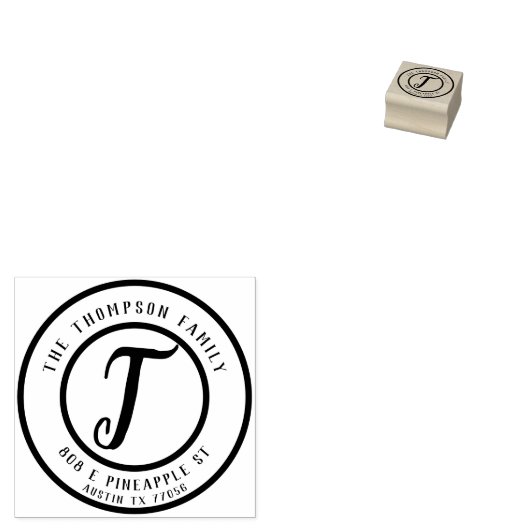 Benutzerdefiniert | Monogramm | Familienname | RÜC Gummistempel (Stempel)