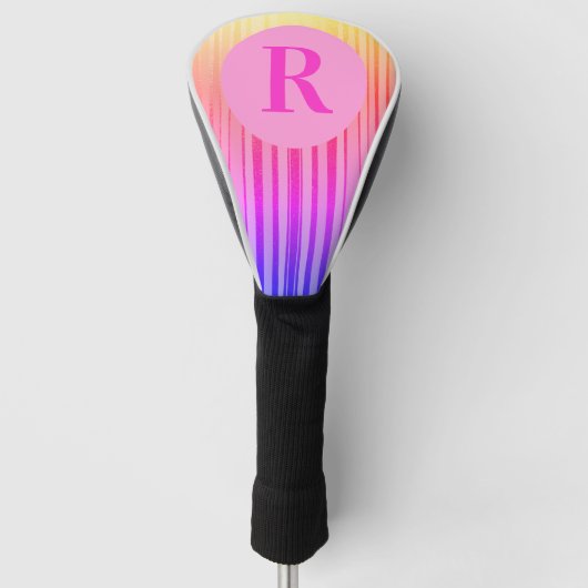 Benutzerdefiniert Monogramm Initial Pink Ombre Per Golf Headcover (Vorderseite)