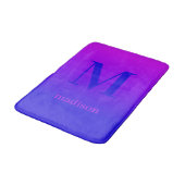 Benutzerdefiniert Monogramm und Name Rosa bis Blau Badematte (Schrägansicht)