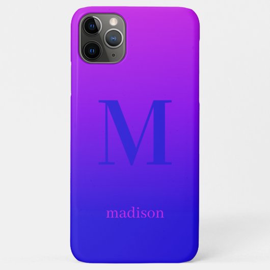 Benutzerdefiniert Monogramm und Name Rosa bis Blau Case-Mate iPhone Hülle (Rückseite)