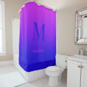 Benutzerdefiniert Monogramm und Name Rosa bis Blau Duschvorhang (Beispiel)