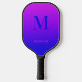 Benutzerdefiniert Monogramm und Name Rosa bis Blau Pickleball Schläger (Rückseite)