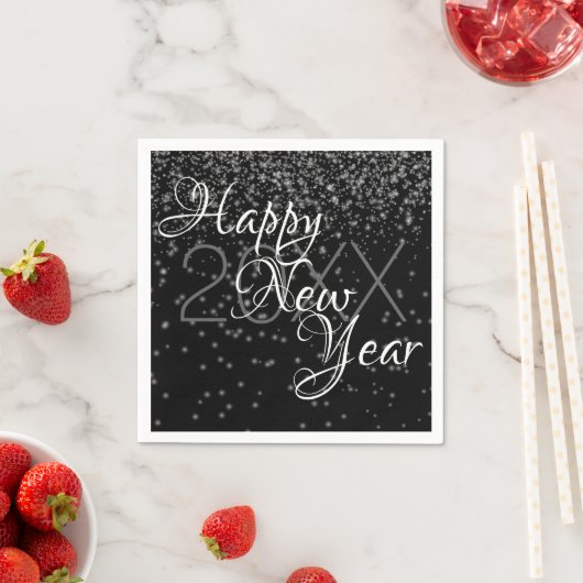 Benutzerdefiniert Neujahr Silver Glow Confetti auf Serviette (Beispiel)