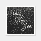 Benutzerdefiniert Neujahr Silver Glow Confetti auf Serviette (Vorderseite)