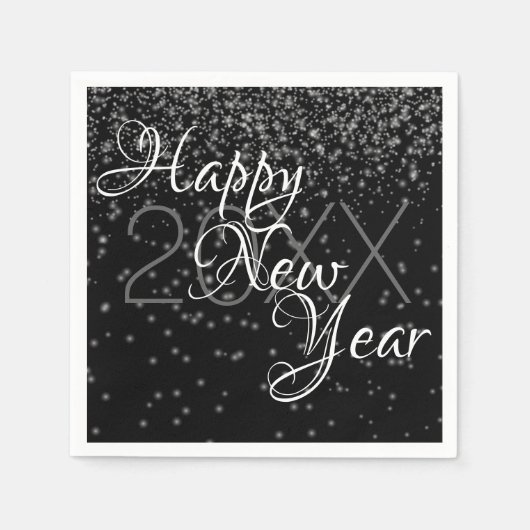 Benutzerdefiniert Neujahr Silver Glow Confetti auf Serviette (Vorderseite)