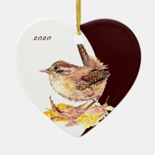 Benutzerdefiniert, Niedlicher Wasserfarben-Wren-Vo Keramik Ornament