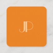 Benutzerdefiniert Orange Modern Elegant Monogram I Quadratische Visitenkarte (Vorderseite)