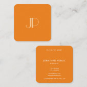 Benutzerdefiniert Orange Modern Elegant Monogram I Quadratische Visitenkarte (Vorne/Hinten)
