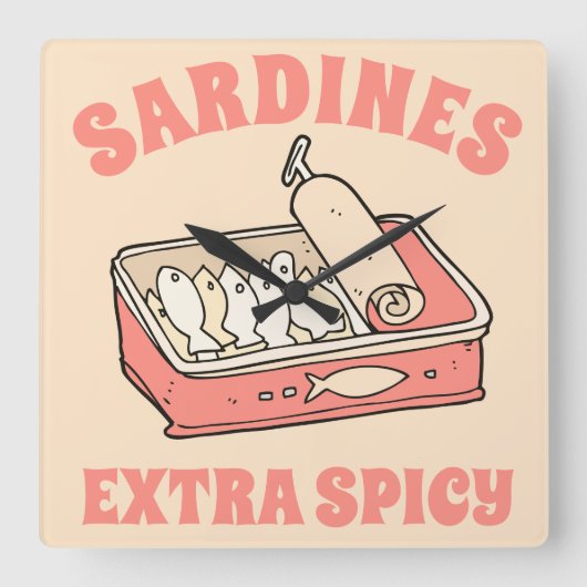 Benutzerdefiniert Portugal Lover Sardines Light Pi Quadratische Wanduhr (Vorderseite)