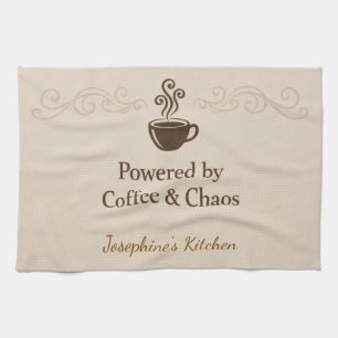 Benutzerdefiniert Powered By Coffee Chaos Tasse El Geschirrtuch