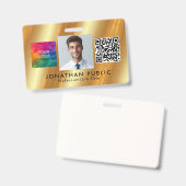 Benutzerdefiniert QR-Code Mitarbeiter-Foto Gold Ausweis (Vorder- & Rückseite)