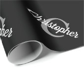 Benutzerdefiniert Retro Monogramm Schwarz/Weiß Geschenkpapier (Rolleneckpunkt)