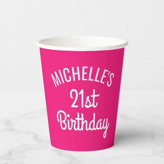 Benutzerdefiniert rosa 21. Geburtstag Party Becher (Rückseite)