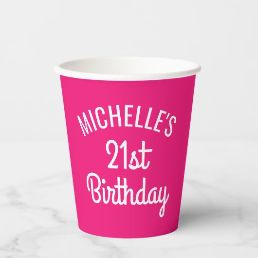 Benutzerdefiniert rosa 21. Geburtstag Party Becher (Vorderseite)