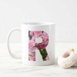 Benutzerdefiniert Rosa Blütenfarbe R Initial- und  Kaffeetasse