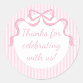 Benutzerdefiniert rosa Bow, rosa Ribbon Runder Aufkleber (Vorderseite)