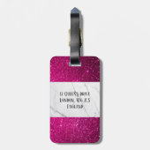 Benutzerdefiniert Rosa Glitzer weißer Marmor Gepäc Gepäckanhänger (Rückseite vertikal)