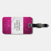 Benutzerdefiniert Rosa Glitzer weißer Marmor Gepäc Gepäckanhänger (Rückseite horizontal)