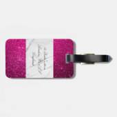 Benutzerdefiniert Rosa Glitzer weißer Marmor Gepäc Gepäckanhänger (Rückseite horizontal)