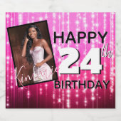 Benutzerdefiniert Rosa jedes Glitzern Foto Geburts Schaumweinetikett (Einzelnes Label)