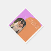 Benutzerdefiniert rosa Orange Retro-Foto-Engagemen Serviette (Ecke)