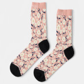 Benutzerdefiniert rosa Pfirsichfarben Weiße Blume Socken (Linkes Detail)