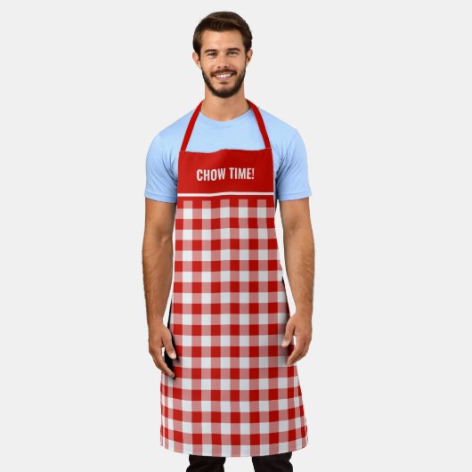 Benutzerdefiniert Roter und Weißer Buffalo Kariert Schürze (Getragen)