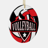 Benutzerdefiniert: Rotes und schwarzes 🏐 Volleyba Keramik Ornament (Rechts)