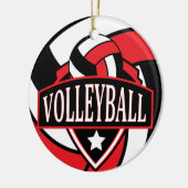 Benutzerdefiniert: Rotes und schwarzes 🏐 Volleyba Keramik Ornament (Links)