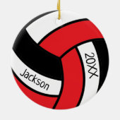 Benutzerdefiniert: Rotes und schwarzes 🏐 Volleyba Keramik Ornament (Hinten)