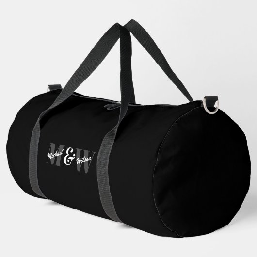Benutzerdefiniert Schwarz-Weiß-Monogramm Duffle Bag (Linke Ecke)