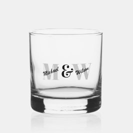 Benutzerdefiniert Schwarz-Weiß-Monogramm Whiskyglas