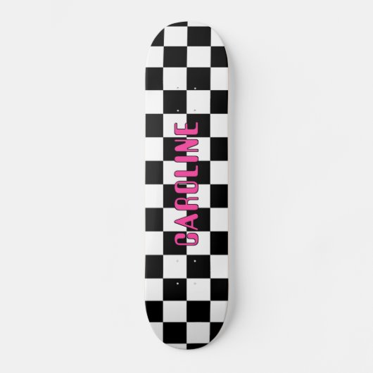 Benutzerdefiniert Schwarz-weiß Neon Rosa Abstrakt  Skateboard (Vorderseite)