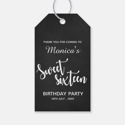 Benutzerdefiniert Schwarz-weiß | Süß 16 | Geburtst Geschenkanhänger (Vorderseite)