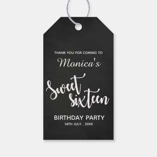 Benutzerdefiniert Schwarz-weiß | Süß 16 | Geburtst Geschenkanhänger (Rückseite)