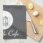 Benutzerdefiniert Schwarz, Weiß und Grau auf graue Geschirrtuch (Viertel Falte)