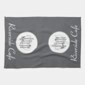 Benutzerdefiniert Schwarz, Weiß und Grau auf graue Geschirrtuch (Horizontal)