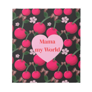 Benutzerdefiniert süße Mama Meine Welt Florale Kir Notizblock